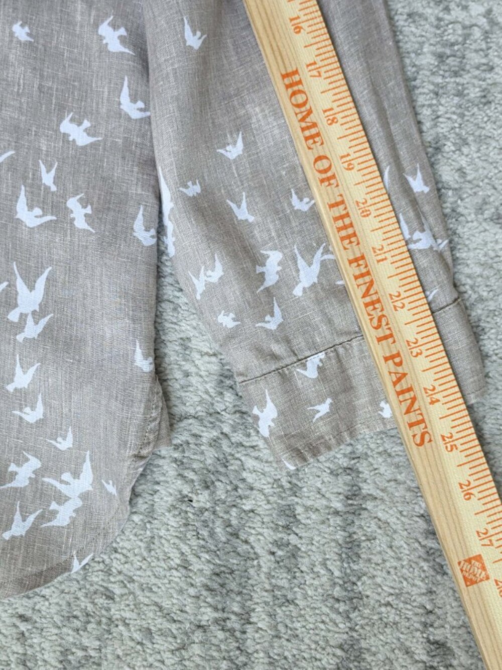 J. Jill 100% Linen Dove Bird Coastal Tan Khaki Button Down Long Sleeve Shirt XL - Picture 10 of 12